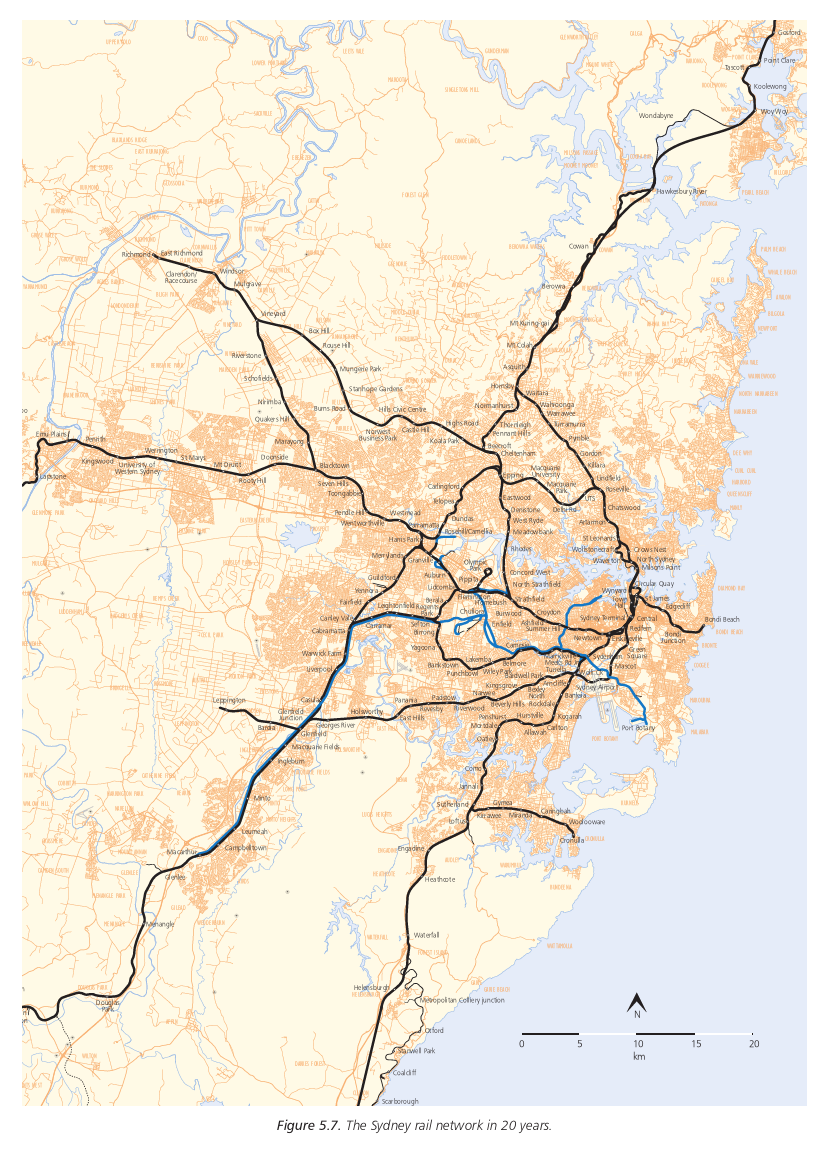 Figure 5.7. The Sydney rail network in 20 years.