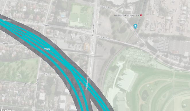 map of railways around Harris Park